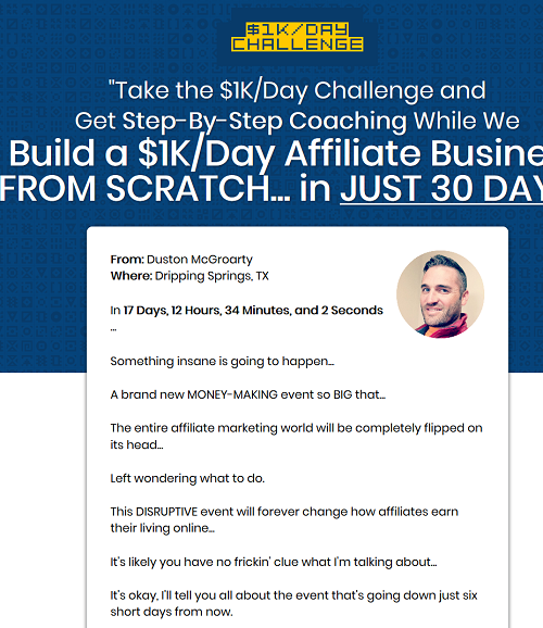 Duston MacGroarty – Build A $1K/Day Affiliate Business