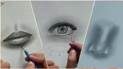 How to draw an eye, a nose and a mouth realistically !