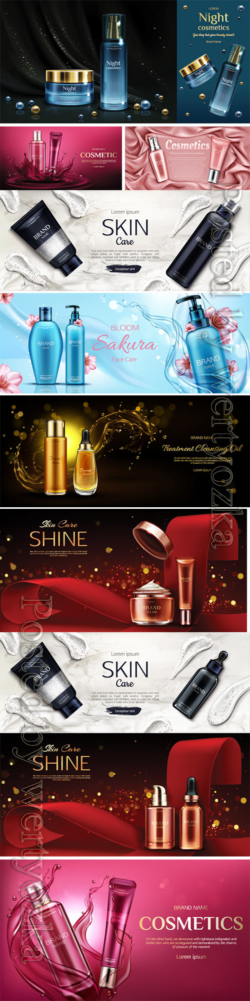 Cosmetic beauty ads flyer vector illustration