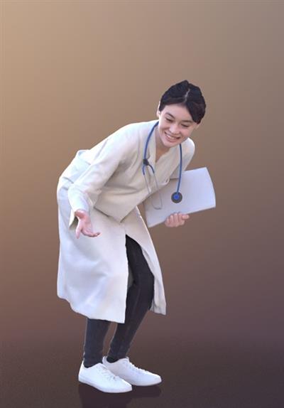 Francine 10369 Talking Asian Doctor VR AR low poly 3d model