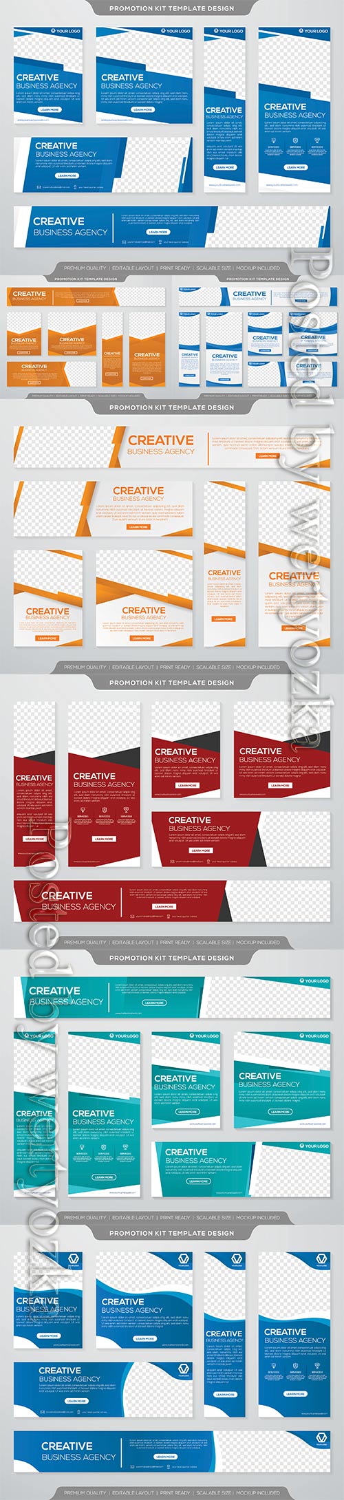 Set of vector business banner template with minimalist layout and modern style