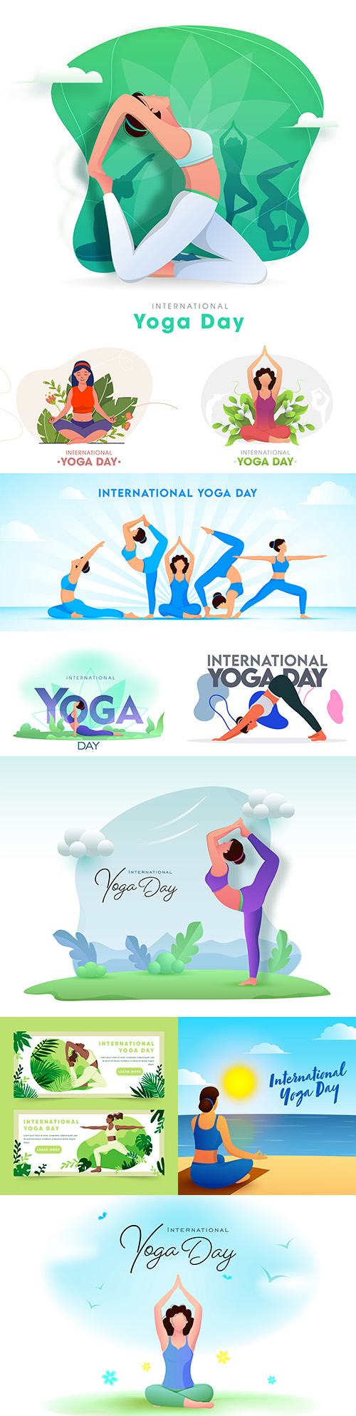 Yoga International day and meditation design illustration 6
