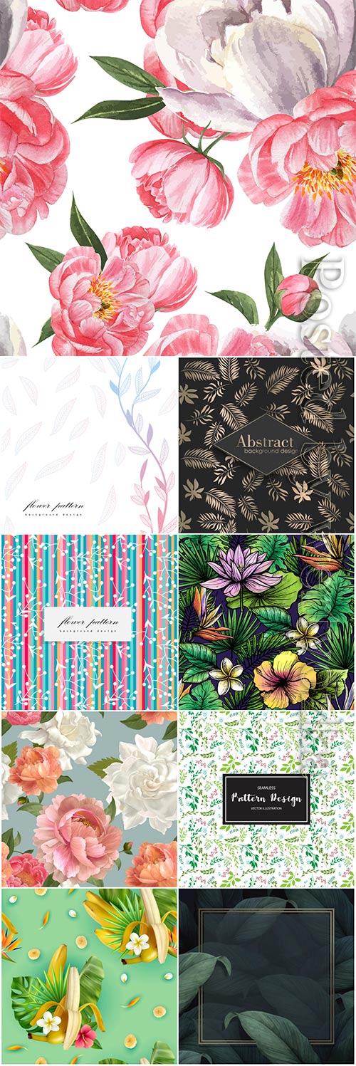 Seamless floral backgrounds in vector # 10