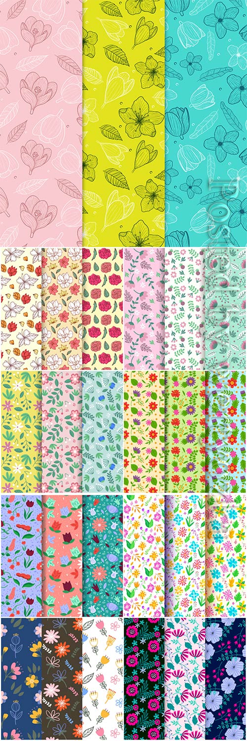 Seamless floral backgrounds in vector # 2