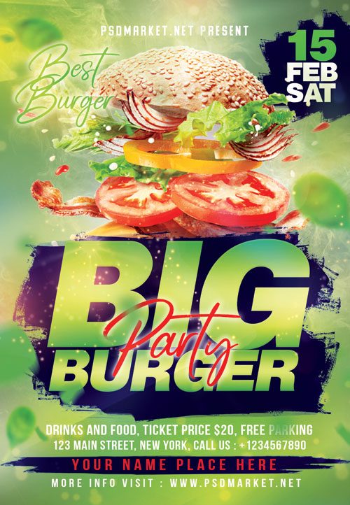 Burger party - Premium flyer psd template