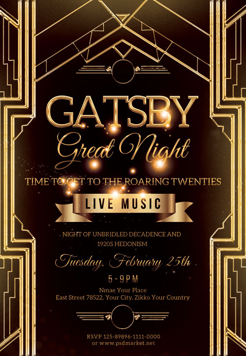 Gatsby great night - Premium flyer psd template
