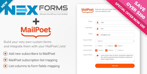 CodeCanyon - MailPoet for NEX-Forms v7.5.1 - 26950120