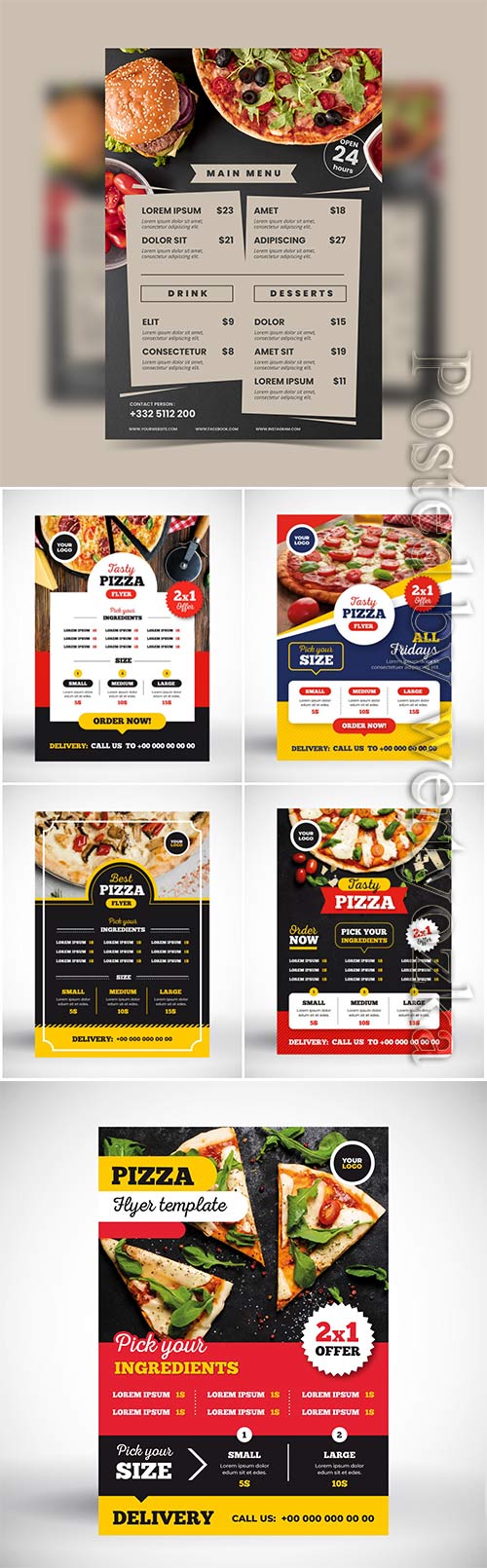 Pizza menu vector concept 