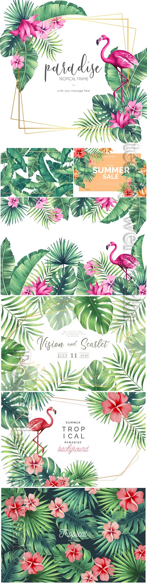 Tropical paradise summer vector background