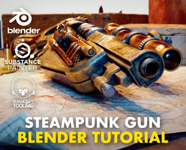 Steampunk Gun Game Asset Creation in Blender 2.80