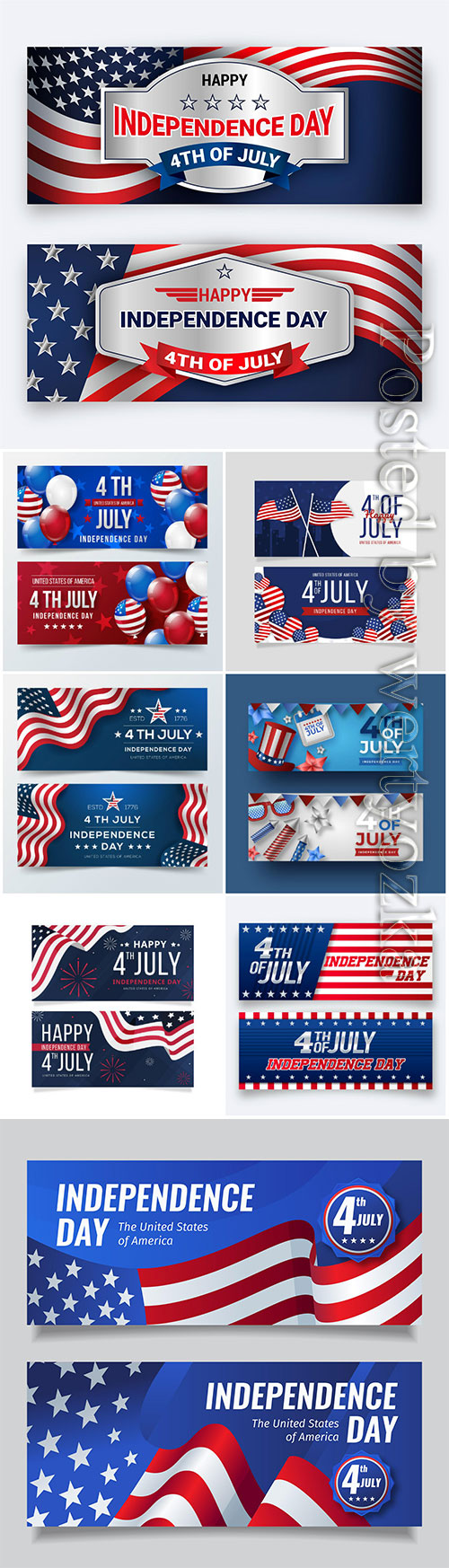 Independence day banners vector set