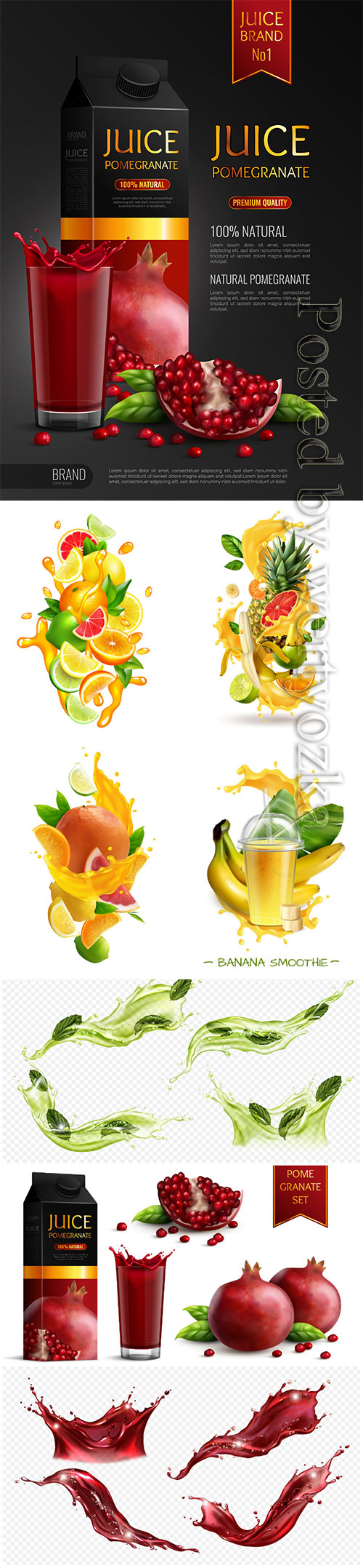 Green tea realistic advertising vector composition