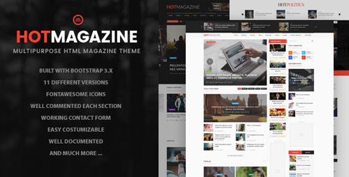 ThemeForest - Hotmagazine v1.0 - News & Magazine HTML Template - 16139988