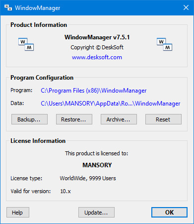 DeskSoft WindowManager 7.5.1