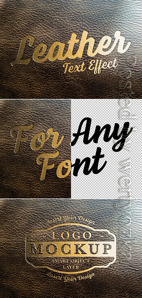 Golden Text Effect on Leather Mockup