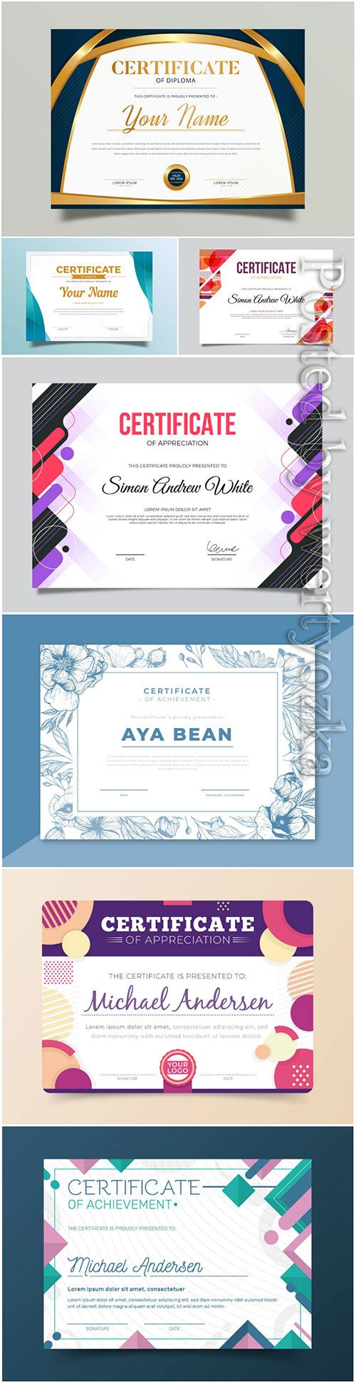 Certificates and diplomas templates in vector