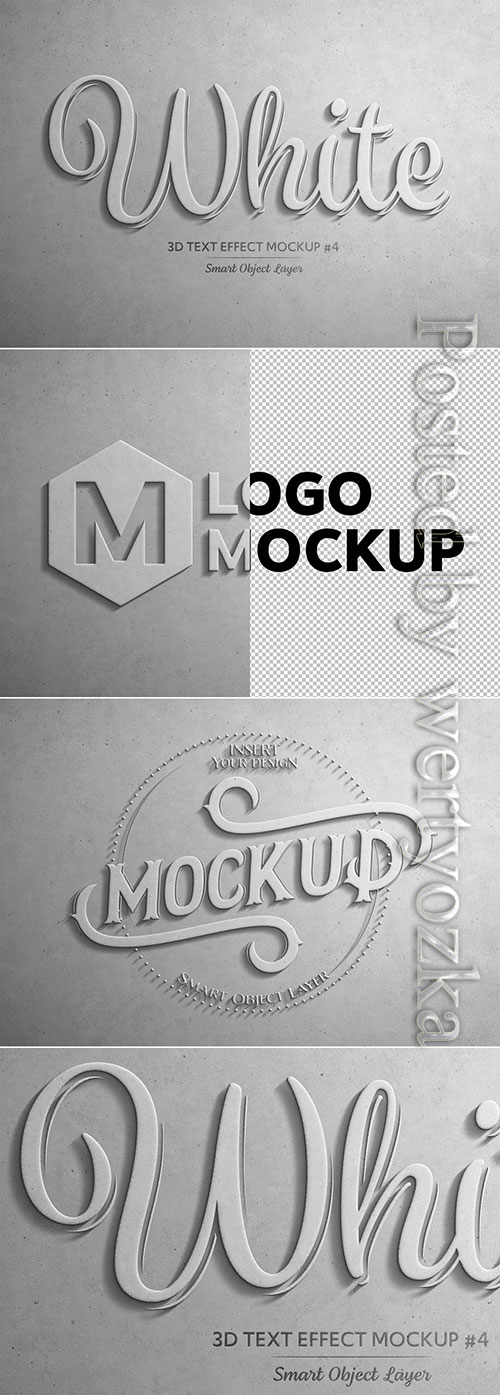 White 3D Text Effect Mockup
