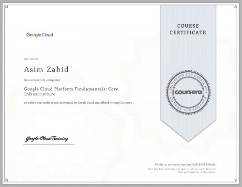 Coursera - Google Cloud Platform Fundamentals Core Infrastructure
