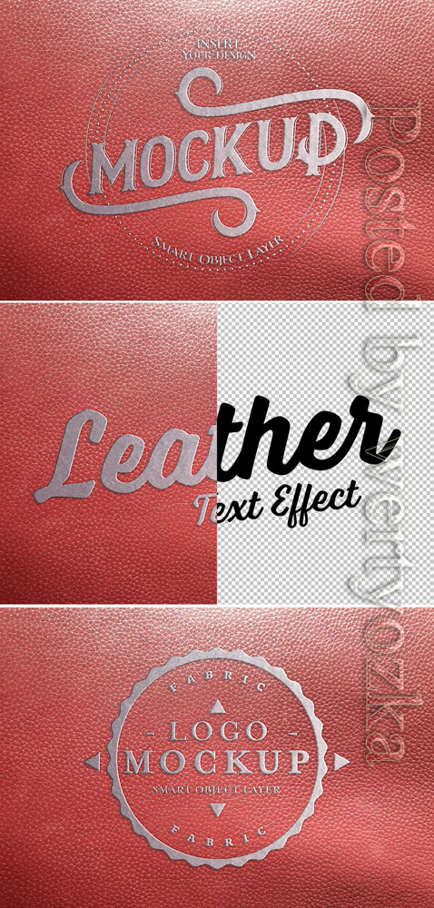 Metal-Embossed Red Leather Text Effect