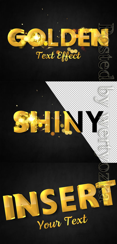 3D Gold Text Effect with Spark Elements