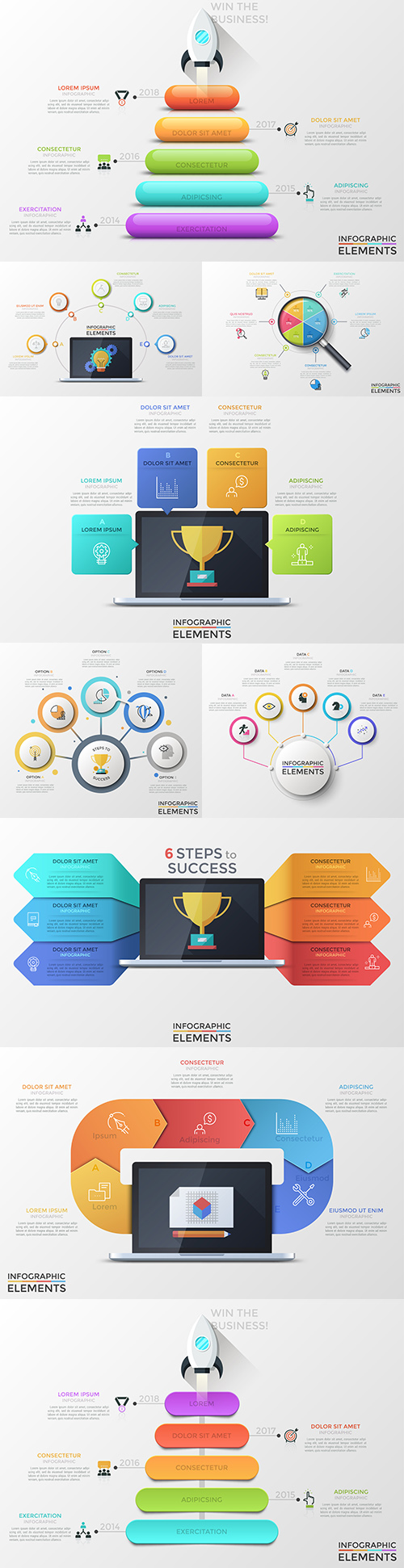 Business infographics options elements collection 151
