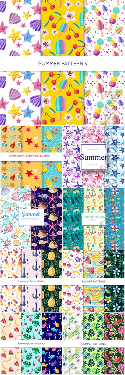 Summer pattern vector collections