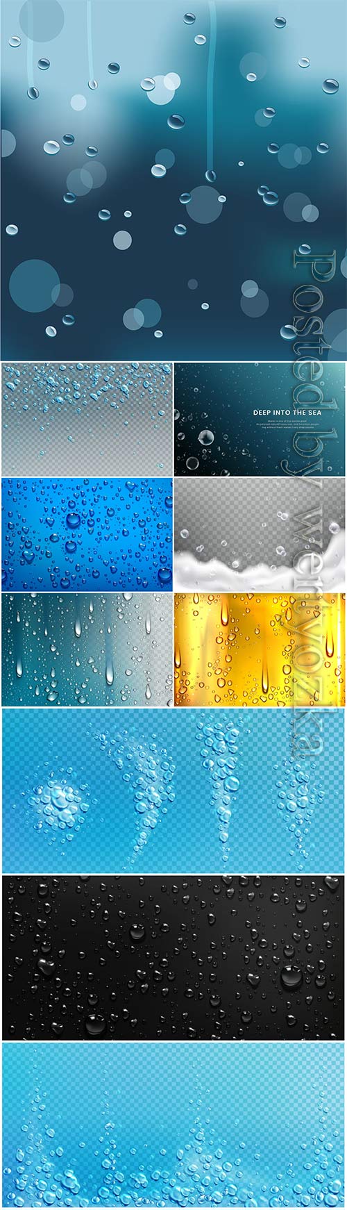 Water droplets vector background