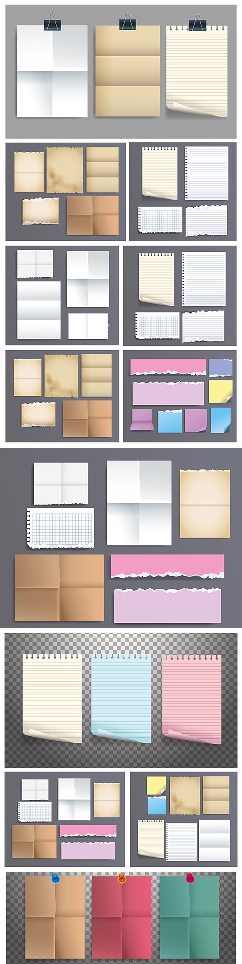 Notebook sheet and paper icon banners design
