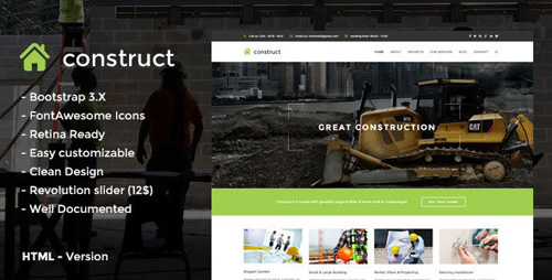 ThemeForest - Construct v1.0 - HTML5 Construction & Business Template - 12450997