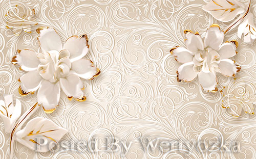 3D models pink solid jewel flower beautiful pattern background wall