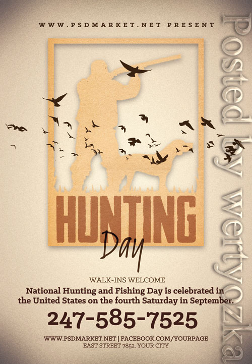 National hunting day - Premium flyer psd template