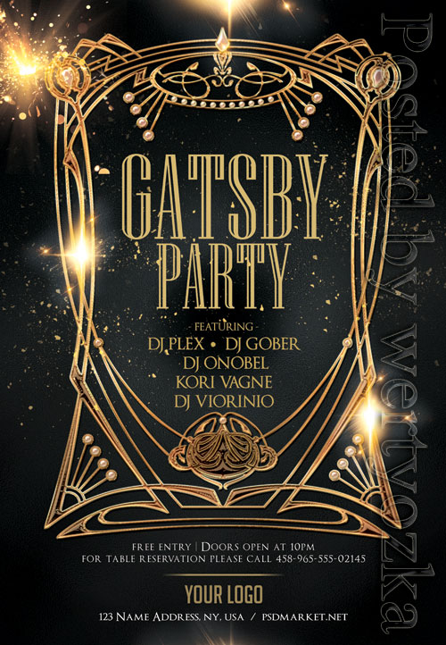 Gatsby party event - Premium flyer psd template