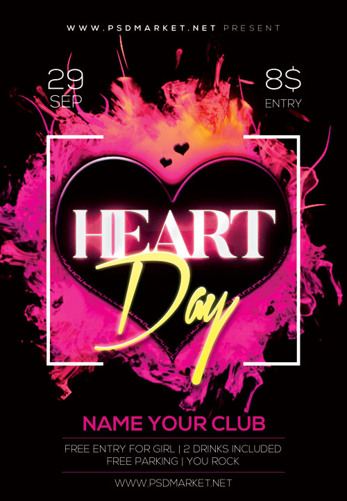 Heart day - Premium flyer psd template