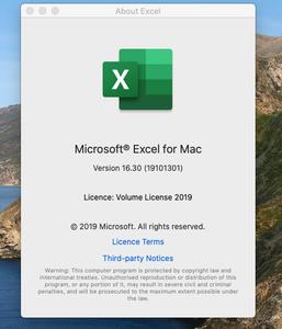 Microsoft Excel 2019 for Mac v16.38 VL  Multilingual