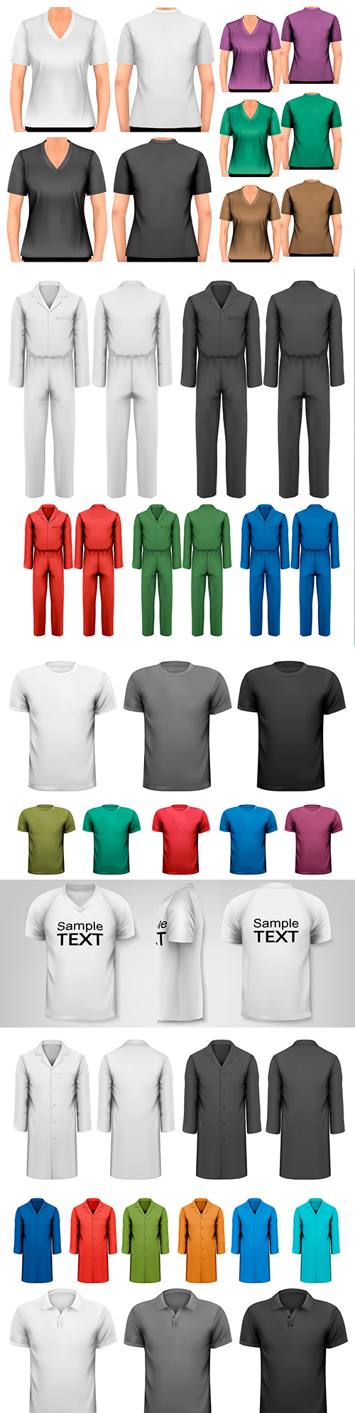 Black and white and colored men's T-shirts and workwear
