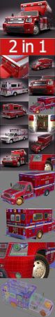 Emergency Ambulance Truck 2in1   3D Model (US style)
