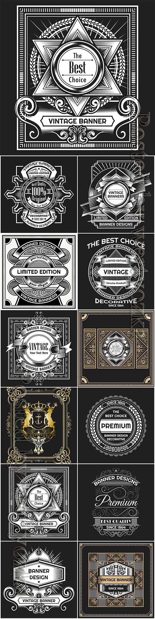 Vintage labels in vector, ornaments and logos # 4
