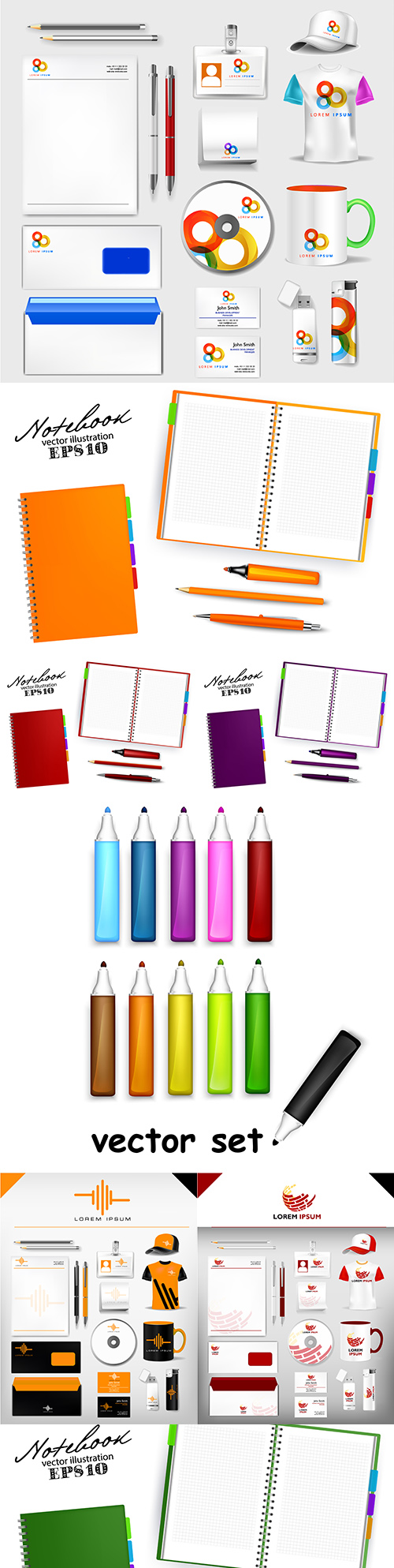 Business set and notebook with pen design template
