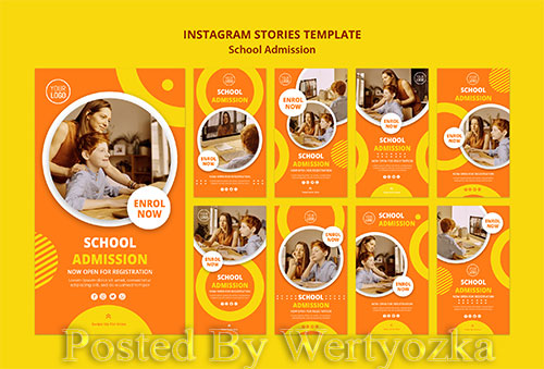 School admission concept instagram stories template