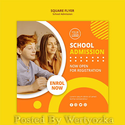 School admission concept square template