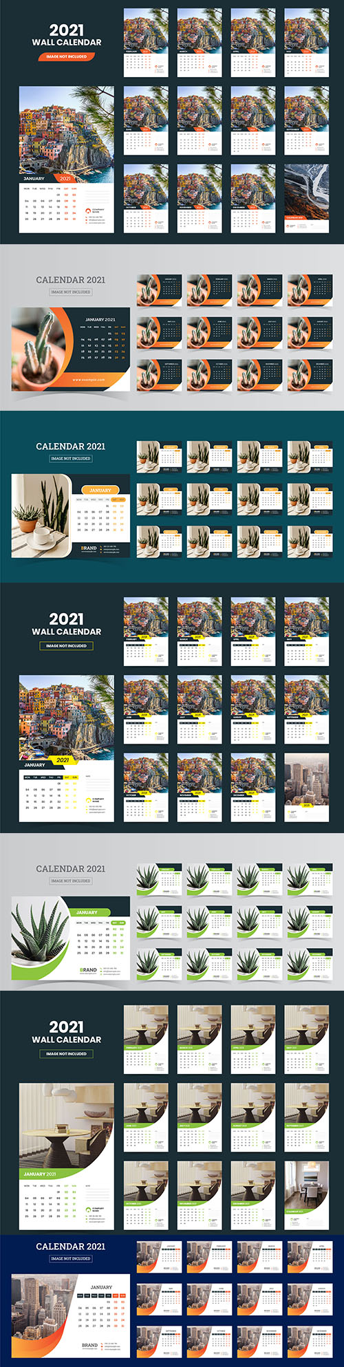 Desktop calendar for 2021 with decorative photos
