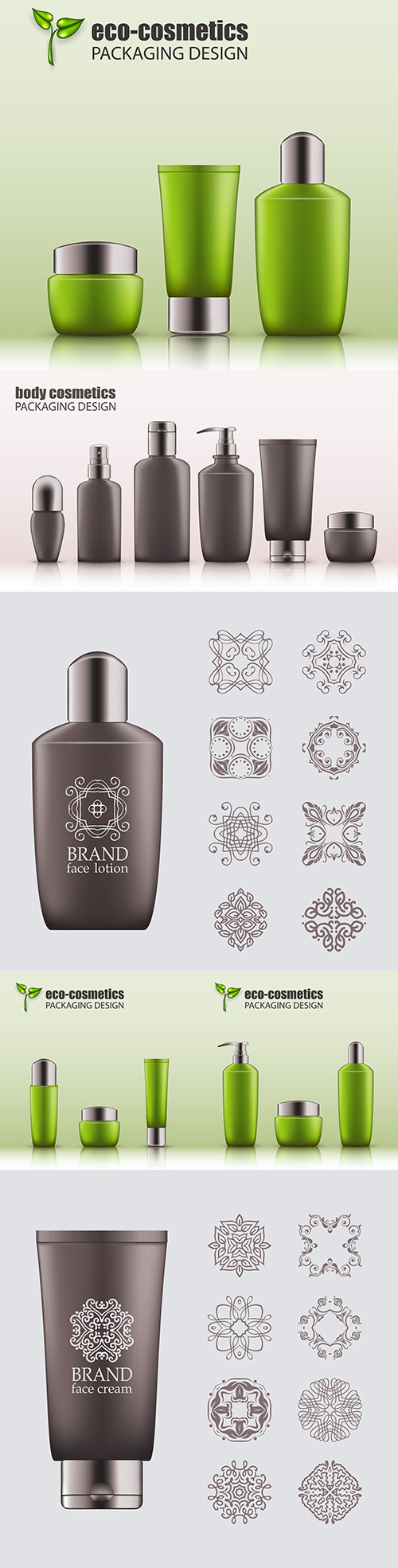 Body cosmetics set Brand name with place for text 3d illustration

