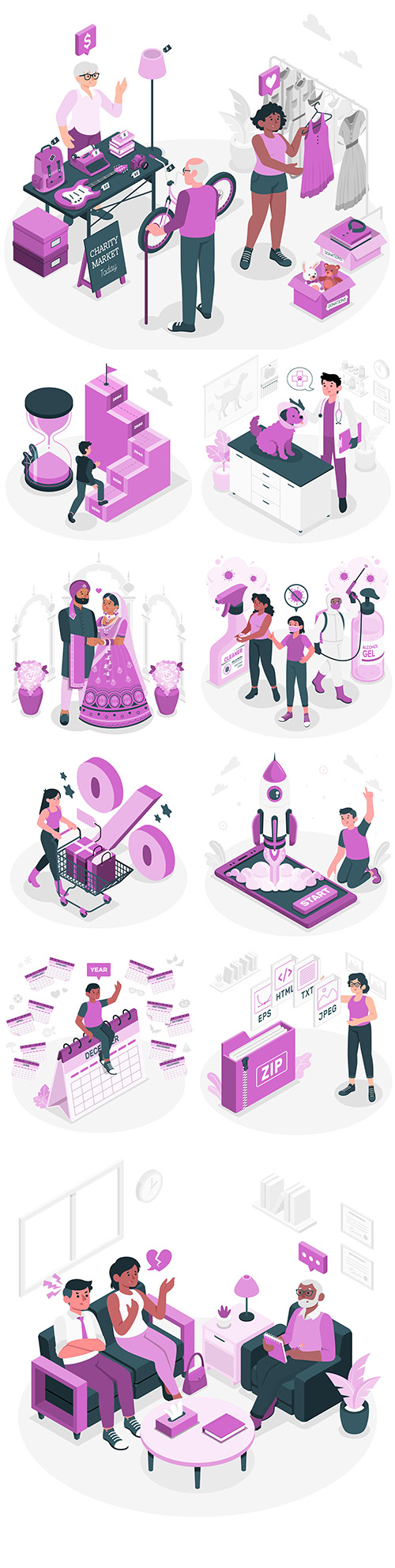 People of different professions and lifestyle isometric illustrations 5
