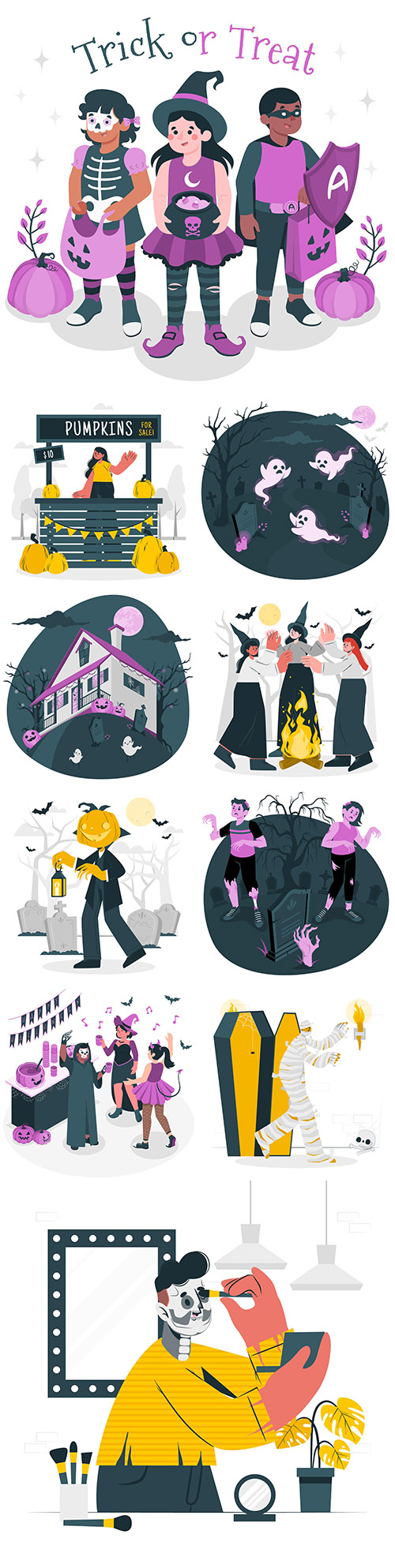Happy Halloween holiday illustration collection 8
