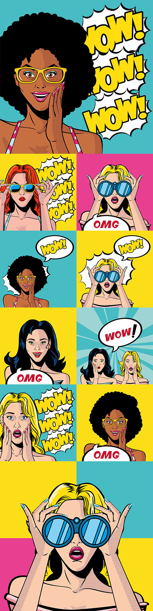 Woman comic speech bubble illustrations pop art 5
