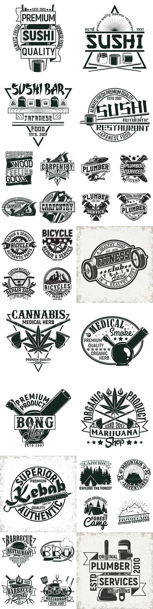 Vintage emblems and logos with text design black design
