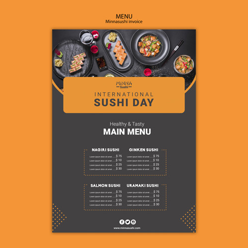 Make-up сollection of sushi templates for restaurant vol 6