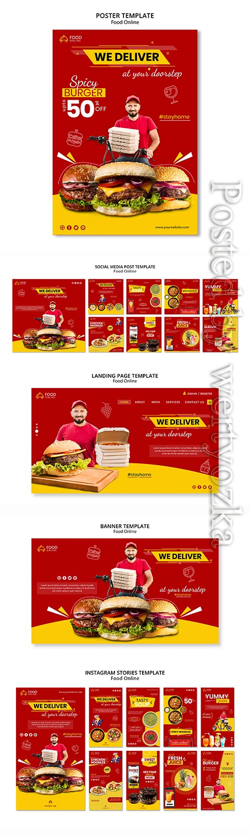 Food online concept banner mock-up