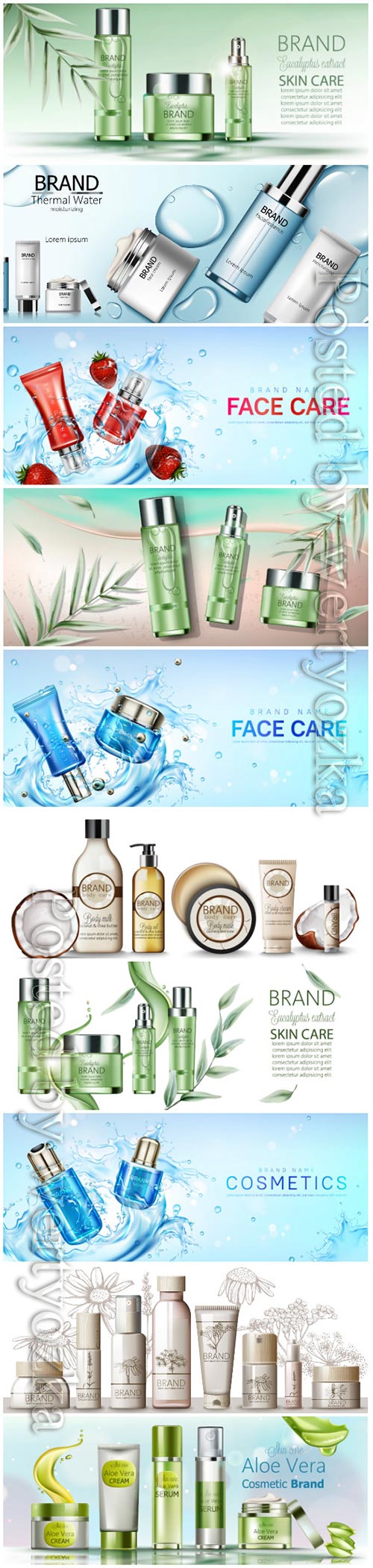 Realistic cosmetic products advertising vector template 3