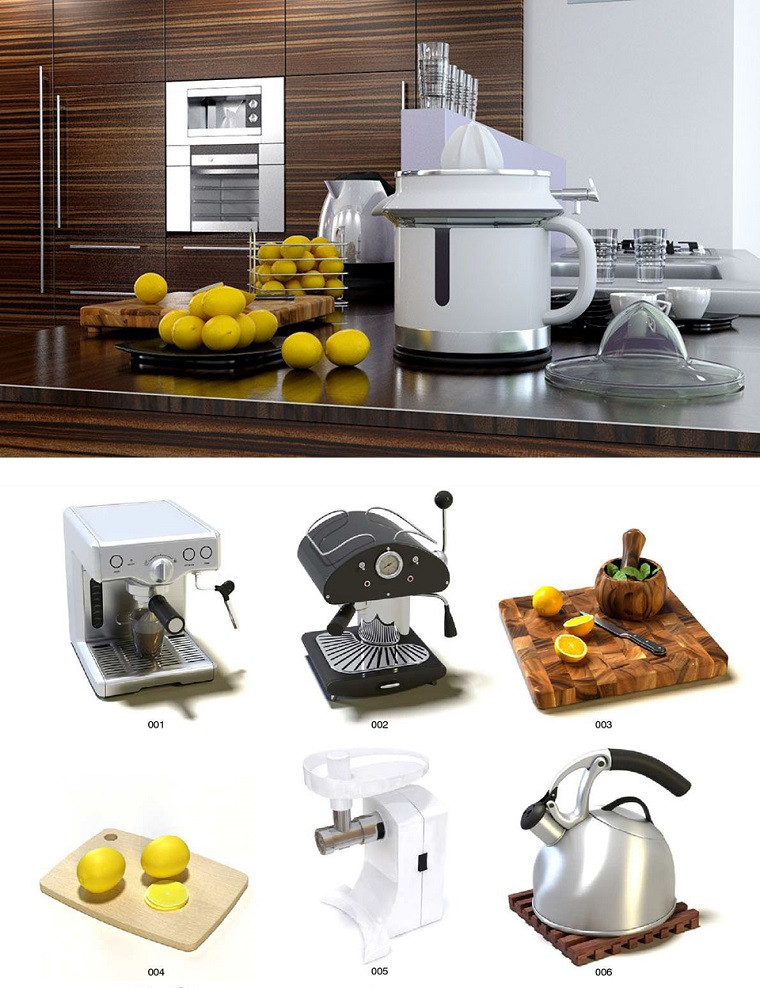 Archmodels Vol 51: Kitchen Accessories for Poser and Daz